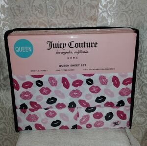 JUICY COUTURE QUEEN SHEET SET LIPS JUICY COUTURE KISS QUEEN SHEET  4 PIECE SET